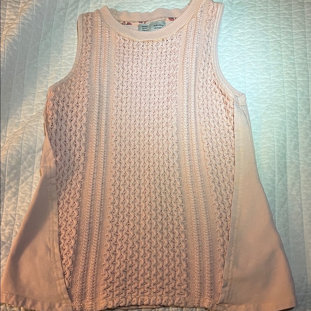 Peachy Pink Anthropologie Sweater Knit Tank